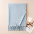 Soft light blue wool blend scarf with classic tassel detail - Light Blue (FH26-6127-11)