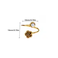 Elegant gold-tone rose flower and pearl open ring with 18mm diameter size measurements - Adjustable Open / 3D Rose Pearl Style (G11108271)