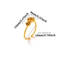 Golden rose flower adjustable ring with 18mm inner diameter dimensions - Adjustable Open / Layered Double Roses Style (G82710487)