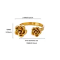 Gold-plated open rose ring for women with adjustable inner diameter measurement - Adjustable Open / Double Head Rose Style (G1018243)
