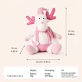 Dettaglio del peluche renna di Natale rosa con indicazione di altezza e larghezza - Alce