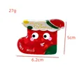 Pinza para el pelo roja con diseño de calcetín navideño animado de 6,2 cm 27 g - Calcetín de Navidad