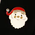 Cute Santa Claus enamel brooch with sparkling rhinestones for Christmas festive fashion - Santa Claus Head (4872)
