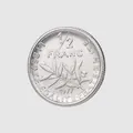High-end vintage silver 1/2 Franc coin style decorative metal button for clothing - 15mm / Vintage Silver