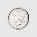 Botón decorativo japonés de metal plateado de gama alta con relieve de Peace Dollar - 24L=15.0MM / Plata mate