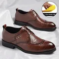 Chaussures de ville classiques en cuir marron pour homme avec semelle de 1,2 cm - 37 / Augmentation de la Taille (Demi-semelle 1,2 cm) / Marron