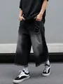 Pantaloncini di denim nero lavato vintage con finitura sfumata e bordi sfilacciati neri - Taglia S / Pantaloni e gonne / Nero