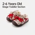 Beige toddler sneakers with red bow and polka dots, outdoor sport shoes for kids ages 2-6 - Size 22 (Inner Length 14.0cm) / Red