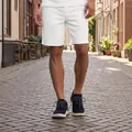 Men's white casual shorts with small waffle grid pattern for summer street style - S / Top And Bottom / White