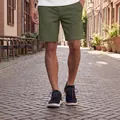 Men's green waffle knit shorts in a relaxed fit for casual summer wear - Army Green