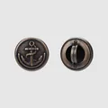 High-end vintage antique bronze anchor relief metal shank button for premium shirts - 10mm / Bronze