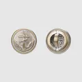 Vintage brass anchor button with nautical relief design for high-end shirts and jackets - 10mm / Vintage Two-Tone Gold and Silver