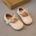 Chaussures Mary Jane beiges pour petites filles avec nœud et semelle souple antidérapante - 21 / Blanc Cassé