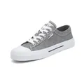 Sneaker retrò in tela grigia da uomo con lacci bianchi e suola piatta antiscivolo - 40 / Grigio scuro