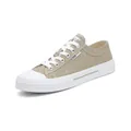 Sneakers in tela kaki retrò da uomo con suola piatta in gomma bianca e lacci bianchi - 38 / Cachi