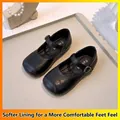 Classic black Mary Jane shoes for girls with soft sole and adjustable buckle strap - 22 / Black