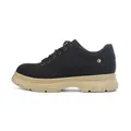 Chic black British style platform shoes with 7cm height increasing sole for women - 35 / Black