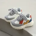 Baskets de sport colorées pour enfants avec velcro et lacets pour la saison du printemps - Gris