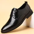 Klassieke zwarte heren veterschoenen van leer met puntige neus voor zakelijk gebruik - Zwart