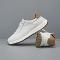 Baskets décontractées pour hommes en cuir blanc et beige avec semelle épaisse et lacets - 38 / Abricot Blanc