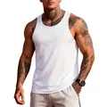 Men's athletic quick-dry slim fit tank top in solid white for gym and fitness training - S / Tops / White