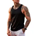 Athletic black slim-fit quick-dry sports tank top for men's gym and bodybuilding sessions - S / Tops / Black