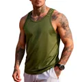 Men's olive green quick-dry slim-fit athletic tank top for fitness and gym training - S / Tops / Army Green