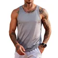 Professional mens quick-dry fitness tank top in slim-fit gray for gym and sports training - Gray