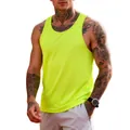 Neon yellow slim fit quick-dry sports tank top for men gym workout sleeveless shirt - Fluorescent Green