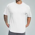Camiseta oversize de algodón orgánico blanco liso para hombre ropa casual - S / Tops / Blanco