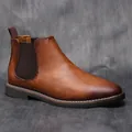 Vue latérale de bottines Chelsea classiques pour hommes en cuir marron rétro - 40 / Bottines Chelsea (KD5236) / Marron