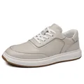 Ανδρικά casual sneakers από γνήσιο δέρμα σε σπασμένο λευκό με ανάγλυφη υφή. - 38 / Σπασμένο Λευκό (Μοντέλο Άνοιξη/Φθινόπωρο)