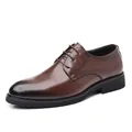 Elegante braune Business-Herrenschuhe mit strukturierter Lederoptik für Hochzeiten - 37 / Braun