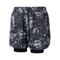 Pantalones cortos deportivos 2 en 1 para hombre con patrón de camuflaje digital gris. - S / Bottoms / Camuflaje negro