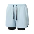 Pantalones cortos deportivos de doble capa azul claro para hombre para correr - S / Bottoms / Azul claro