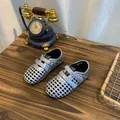 Silver woven Mary Jane sandals with breathable mesh design and Velcro straps - Size 30 (19.3cm) / Silver