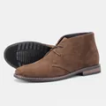 Vue latérale et de la semelle de bottines desert en daim marron pour hommes, coutures. - 39 (US 7) / Bottines désert (KD582) / Marron (Style daim)