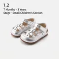 Zapatos de cuero plateados para bebés de 7 meses a 3 años con diseño calado - Plateado