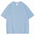 Vooraanzicht van een lichtblauw heren T-shirt met korte mouwen en verlaagde schouders - S / Tops / Hemelsblauw