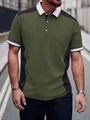 Men's olive green jacquard polo shirt featuring black side panels and white collar - S / Tops / Army Green