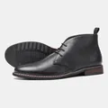 Bottines désert pour hommes en cuir grainé noir avec semelle antidérapante et lacets - 46 (US 11) / Bottines Désert (KD585) / Motif litchi noir