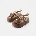 Baby girls' non-slip soft sole Roman sandals in brown with a cute cartoon bear - Size 16/Inner Length 12.5cm / Khaki