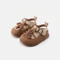 Brown baby girls' soft sole sandals with cartoon bear and buckle strap for toddlers - Size 16/Inner Length 12.5cm / Yellow