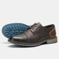 Detailed view of vintage brown leather men's oxford shoes with a unique blue rubber sole - 41 / Brown Patchwork Style (KD6610)