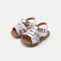 Toddler girl's silver sandals with lace butterfly detail for 10 months to 3 years. - Size 16 (13.0cm) / Silver