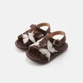 Brown toddler girl princess sandals with lace butterfly, 10 months to 3 years old - Size 16 (13.0cm) / Brown