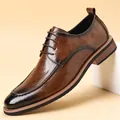 Eleganti scarpe Derby in pelle marrone da uomo in classico stile business britannico - 37 / Marrone Piatto