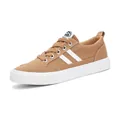 Modische braune Herren-Leinenschuhe mit weißen Streifen und Gummisohle im Low-Top-Stil - 38 / Braun