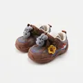 Breathable toddler soft sole sneakers with cute rabbit and flower details for ages 3-6 - Size 22 / Inner Length 14.0cm / Brown