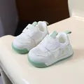 Breathable mesh toddler walking shoes with cute panda motif and mint green sole - Insole 12.5cm (Size 18) / Green (MT60)